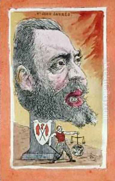 Satirical postcard depicting Jean Jaures 1859-1914 Oil Painting by Orens