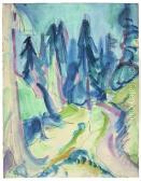 Tannenwald Oil Painting by Ernst Ludwig Kirchner