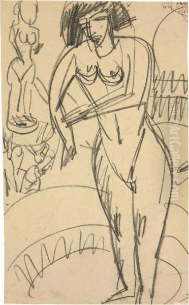 Frau Bei Der Toilette Oil Painting by Ernst Ludwig Kirchner