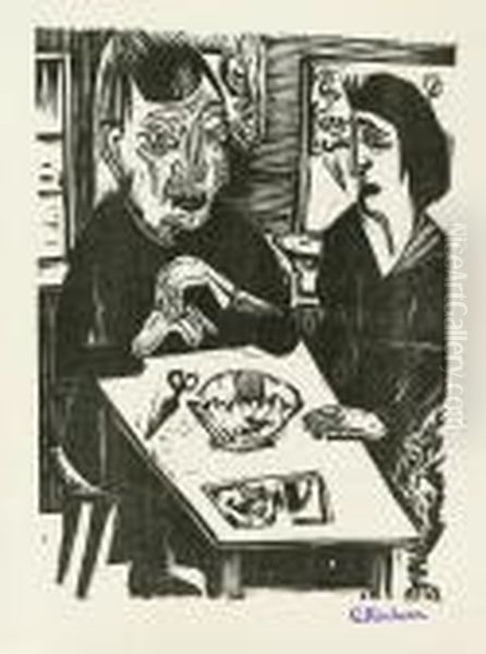 Alte Und Junge Frau Oil Painting by Ernst Ludwig Kirchner