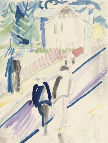 Strasse (berliner Vorort) Oil Painting by Ernst Ludwig Kirchner