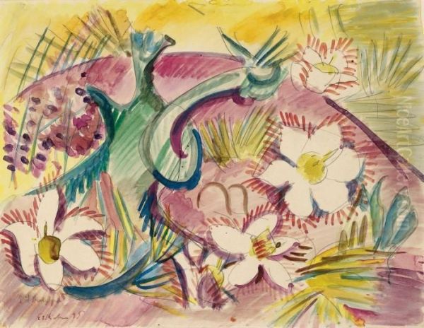 Pelzanemonen (blumenstilleben) Oil Painting by Ernst Ludwig Kirchner