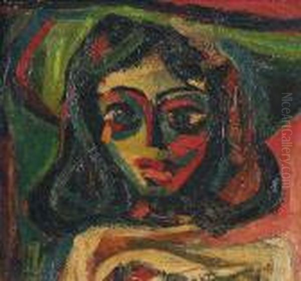 Head Of A Woman Oil Painting by Ernst Ludwig Kirchner