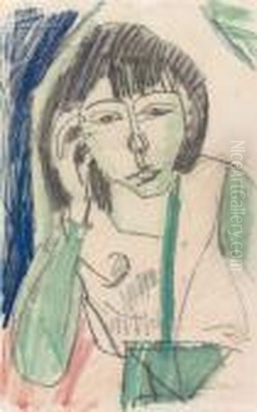 Erna Von Vorne, Brustbild Oil Painting by Ernst Ludwig Kirchner