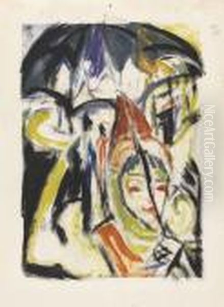 Kokotte Auf Der Strasse - Berliner Strassenszene Oil Painting by Ernst Ludwig Kirchner