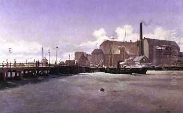 The Bridge of the Old Langebro Copenhagen 1898 Oil Painting by Fritz Stahr Olsen