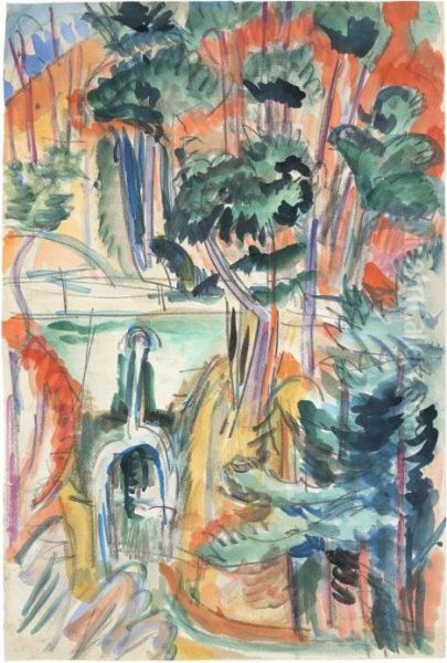 Taunuslandschaft Mit Brucke Oil Painting by Ernst Ludwig Kirchner