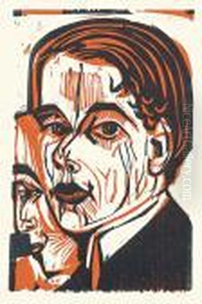 Mannerkopf (selbstbildnis) Oil Painting by Ernst Ludwig Kirchner