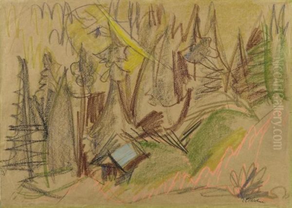 Bergwald Iii (waldtal) Oil Painting by Ernst Ludwig Kirchner