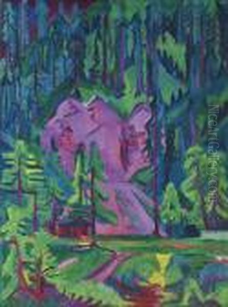 Steinbruch Bei Wildboden Oil Painting by Ernst Ludwig Kirchner