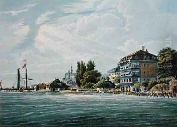 Bellevue Hotel and Pension on the Lac de Thoune Oil Painting by Wilhelm Ulrich Oppermann