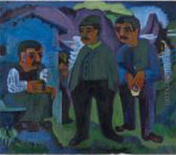 Three Farmers Oil Painting by Ernst Ludwig Kirchner