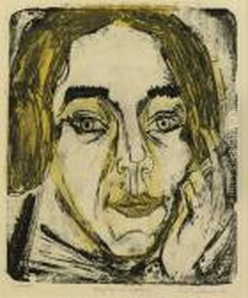 Kopf Mary Wigman (d. L433) Oil Painting by Ernst Ludwig Kirchner