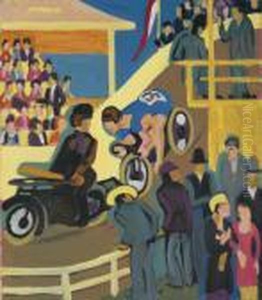 Radrennen Mit Motorvorspann Oil Painting by Ernst Ludwig Kirchner