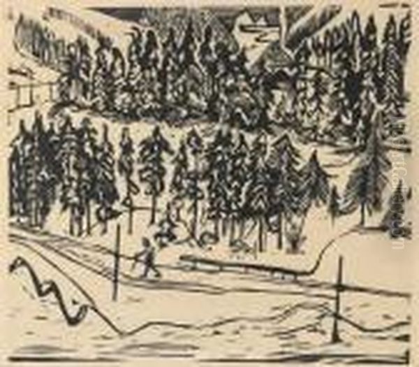 Sertigweg Im Winter Oil Painting by Ernst Ludwig Kirchner