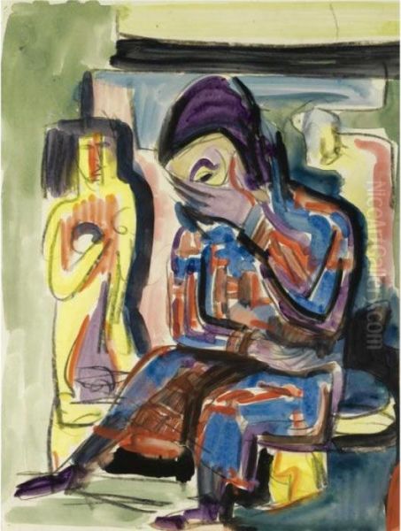 Sitzende Frau (seated Woman) Oil Painting by Ernst Ludwig Kirchner