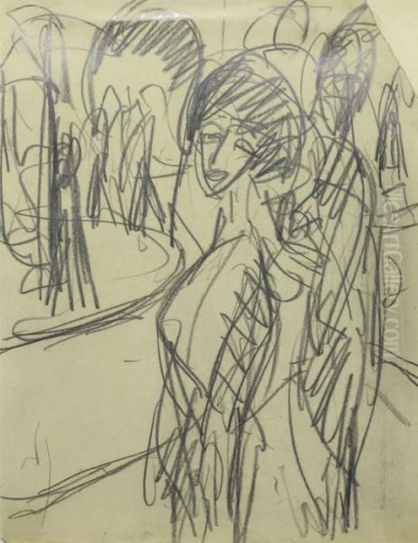 Strassenszene In Berlin Oil Painting by Ernst Ludwig Kirchner