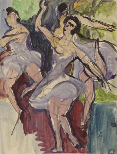 Tanzszene Oil Painting by Ernst Ludwig Kirchner