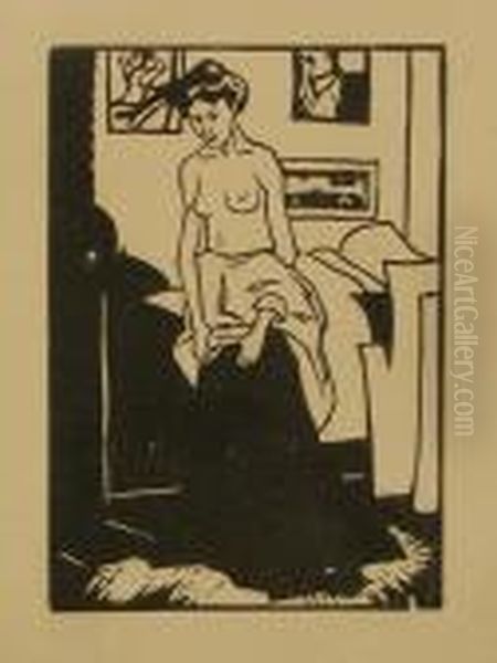 Sich Entkleidendes Madchen Oil Painting by Ernst Ludwig Kirchner