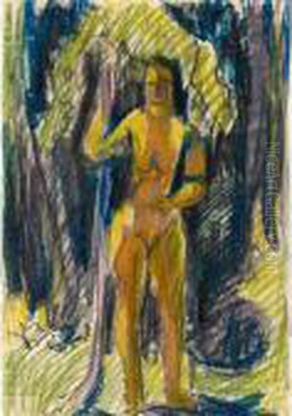 Weiblicher Akt Im Wald 
Female Nude In The Wood Oil Painting by Ernst Ludwig Kirchner