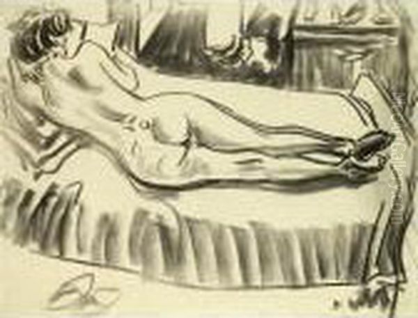 Property From A Private German Collection
 

 
 
 

 
 Liegender Ruckenakt Auf Sofa (reclining Nude From Behind, On A Sofa) Oil Painting by Ernst Ludwig Kirchner