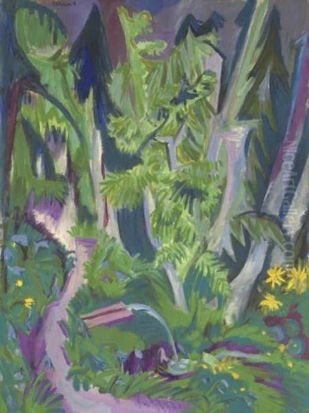 Bergwald Oil Painting by Ernst Ludwig Kirchner