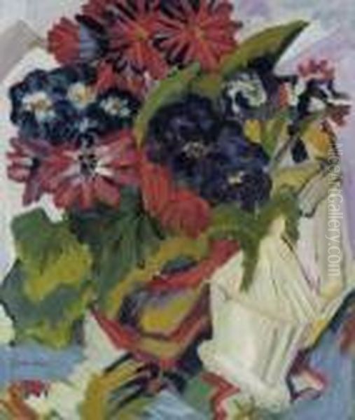 Blumentopf Und Zuckerdose Oil Painting by Ernst Ludwig Kirchner