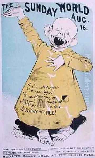 Say Im der Yellow Kid of Hogans Alley, from a poster advertising The Sunday World, c.1900 Oil Painting by Richard Felton Outcault