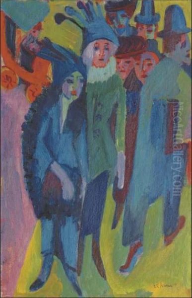 Strassenszene Oil Painting by Ernst Ludwig Kirchner