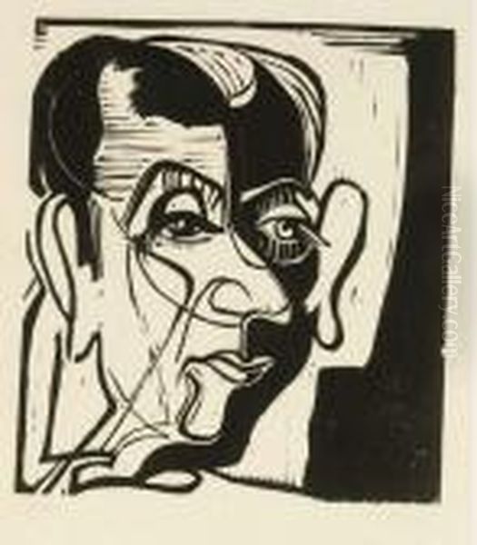 Portrait Of Hans Arp Oil Painting by Ernst Ludwig Kirchner