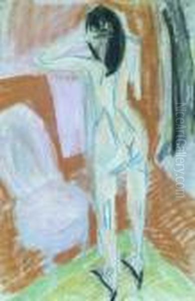 Nude With Chair Oil Painting by Ernst Ludwig Kirchner