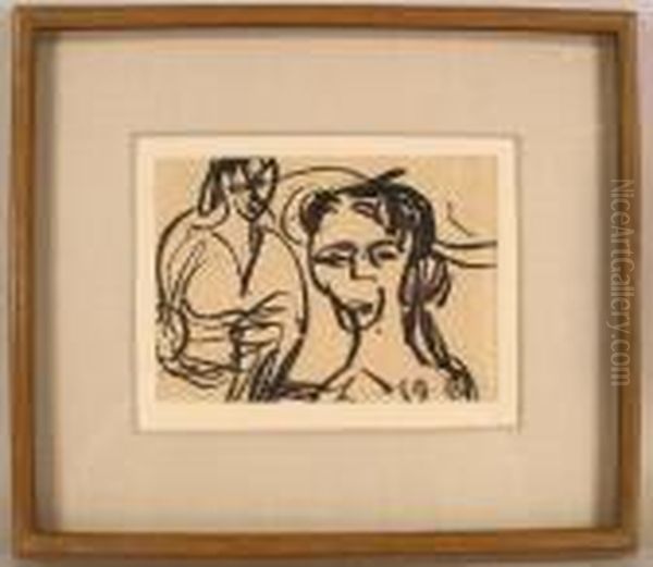 Study Of2 Women Oil Painting by Ernst Ludwig Kirchner