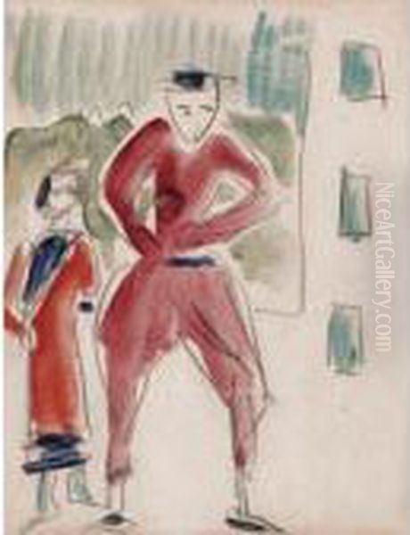 Sportsman In Davos Oil Painting by Ernst Ludwig Kirchner