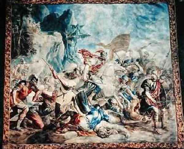 The Battle of the Israelites and Amelikites Oil Painting by Orley, Jan van