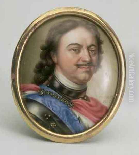 Portrait of Peter I, c.1720 Oil Painting by Andrei Grigorievich Ovsov