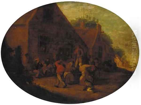 Peasants carousing in a village Oil Painting by Adriaen Jansz. Van Ostade