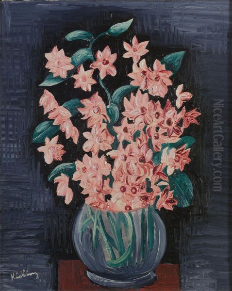 Vase De Fleurs Oil Painting by Moise Kisling