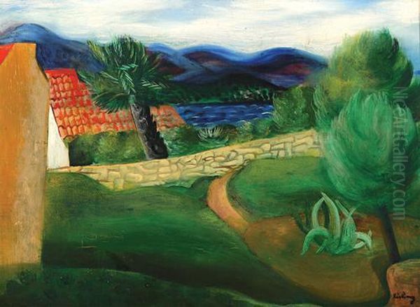 Landscape In The South Of France Oil Painting by Moise Kisling