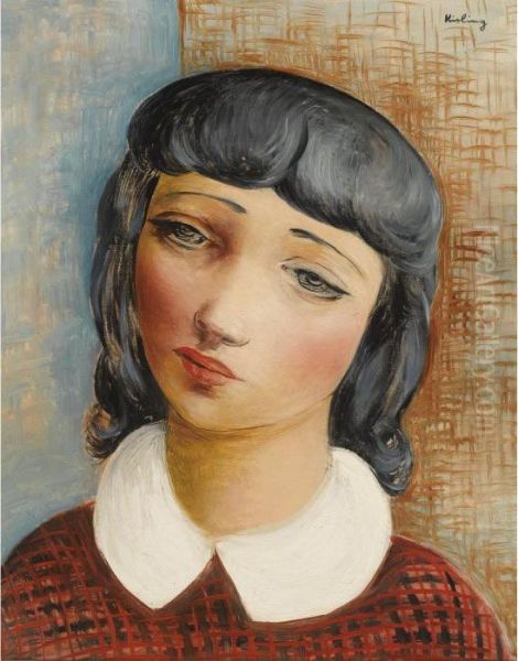 Jeune Fille Au Corsage Rouge Oil Painting by Moise Kisling