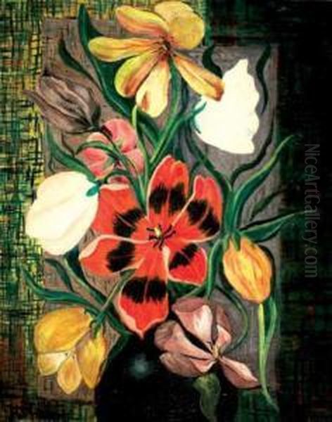 Fleurs Oil Painting by Moise Kisling