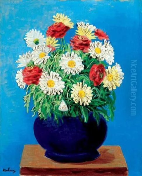 Marguerites Oil Painting by Moise Kisling