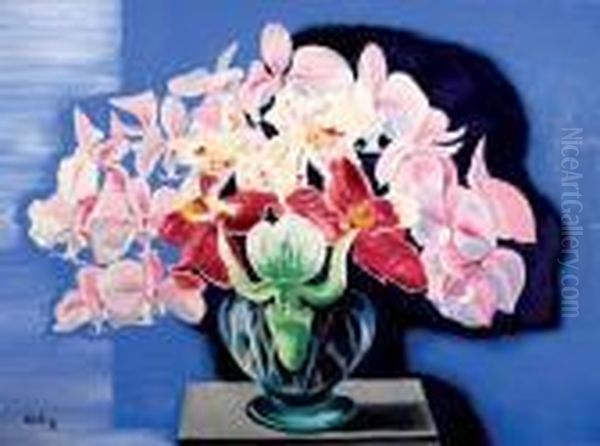 Les Orchidees Oil Painting by Moise Kisling