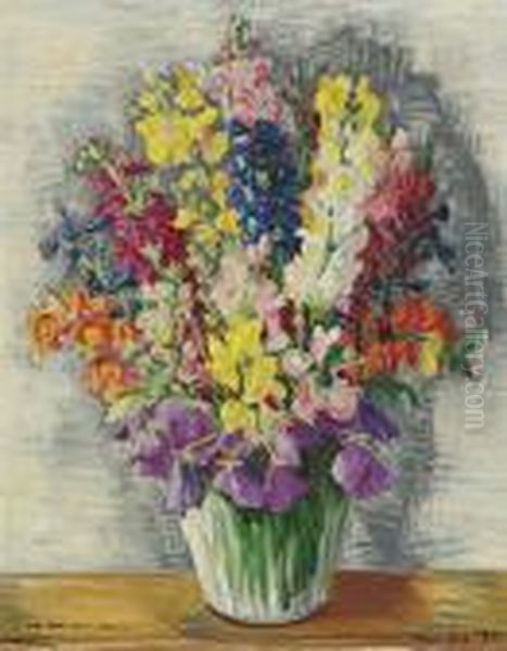 Fleurs Oil Painting by Moise Kisling