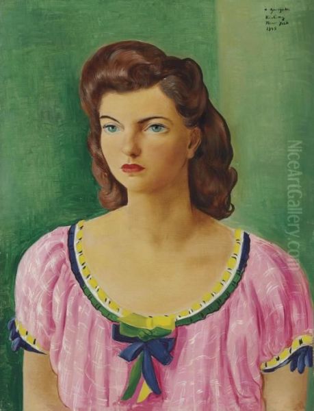 Portrait De Georgette Oil Painting by Moise Kisling