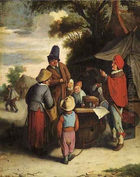 A quack in a village Oil Painting by Adriaen Jansz. Van Ostade