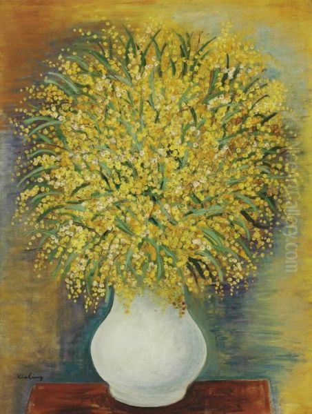 Mimosas Oil Painting by Moise Kisling