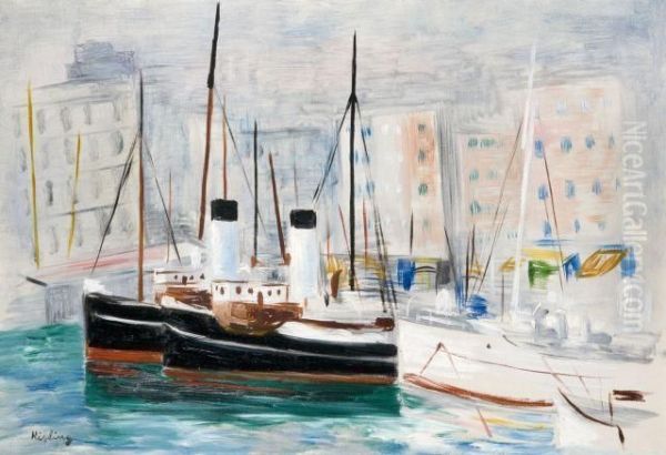 Le Port De Marseille Oil Painting by Moise Kisling