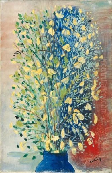 Bouquet Aux Genets Oil Painting by Moise Kisling