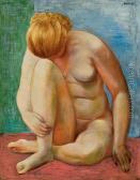 Nu Accroupi Oil Painting by Moise Kisling