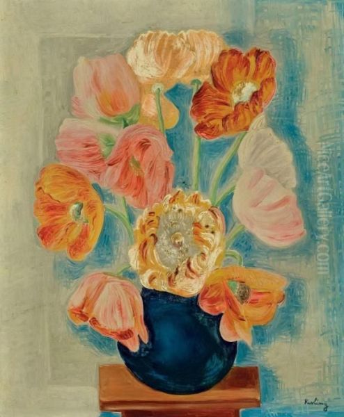 Fleurs Signe 'kisling' Oil Painting by Moise Kisling